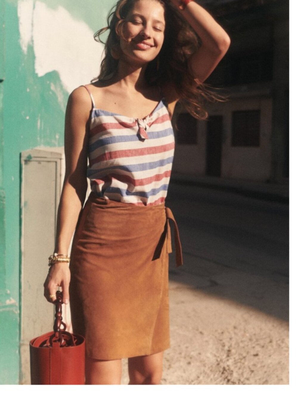 Sézane Moka Brown Louma Linen Wrap Skirt - Size 34